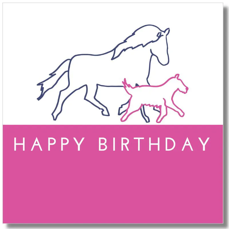 Gubblecote Greetings Card Happy Birthday Horse and Dog in Pink